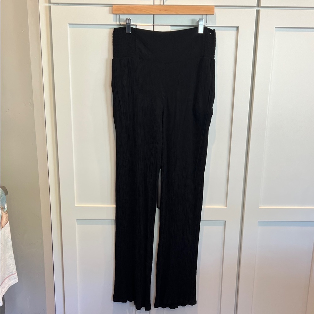 Three Dots Black Wide-Leg Rayon Pants size L